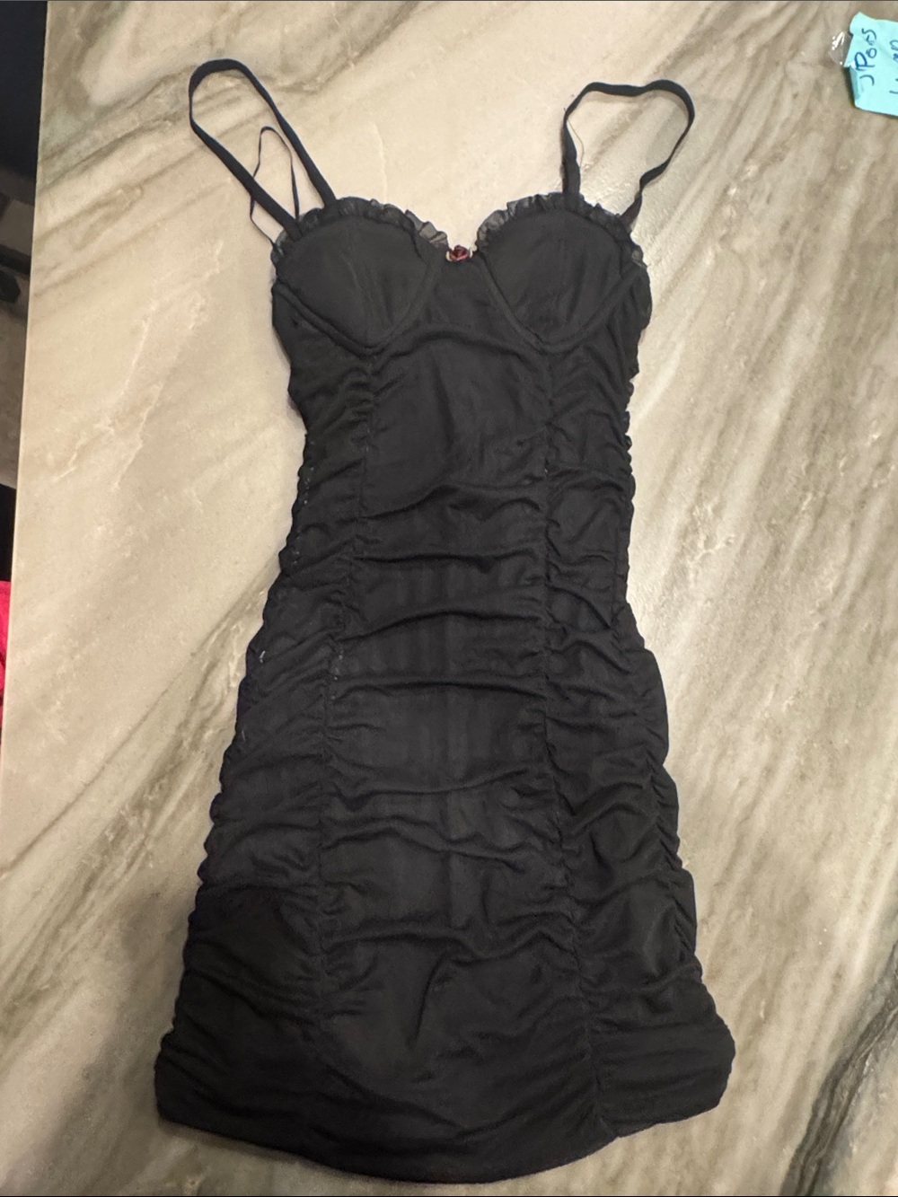 Urban Heritage Black Ruched Slip Mini Dress